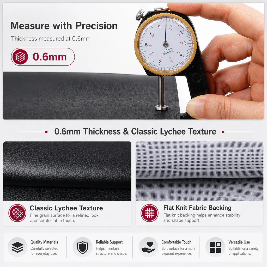Faux leather texture and thickness