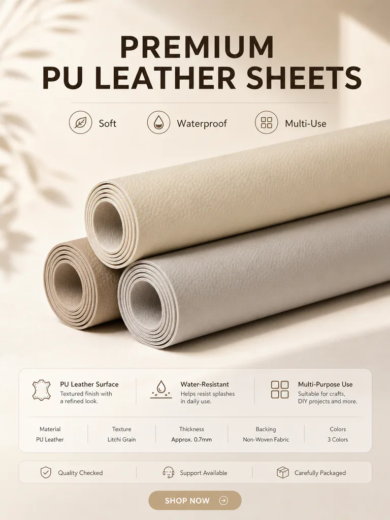 Faux leather detail overview