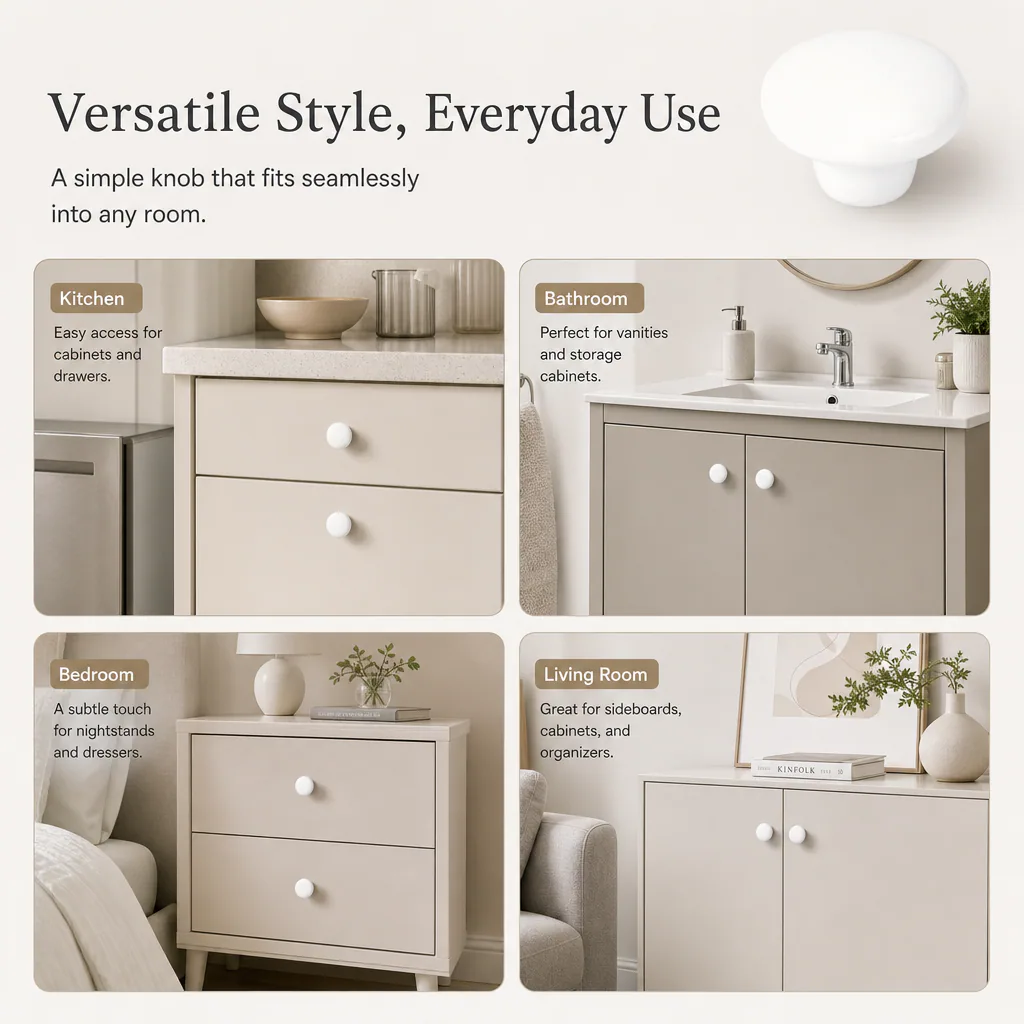 Smooth cabinet knob texture and finish
