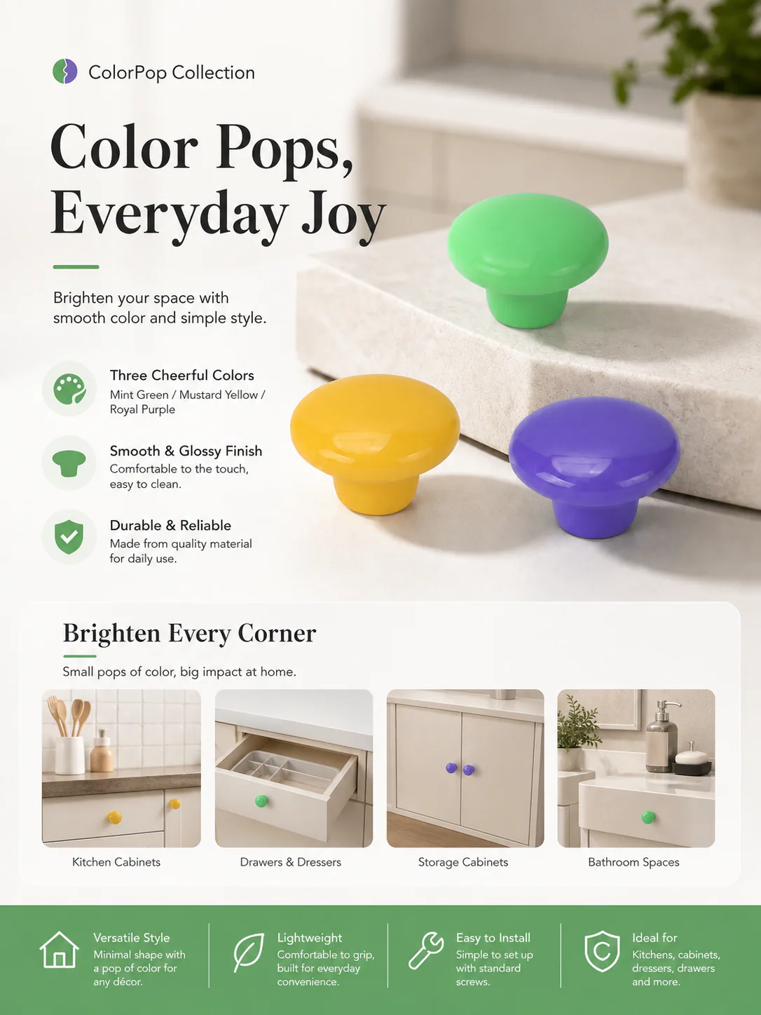 Classic round cabinet knob detail overview