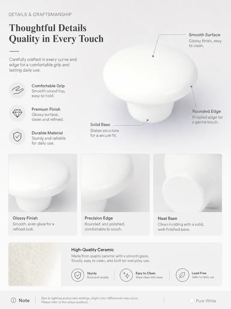 Round cabinet knob material and finish