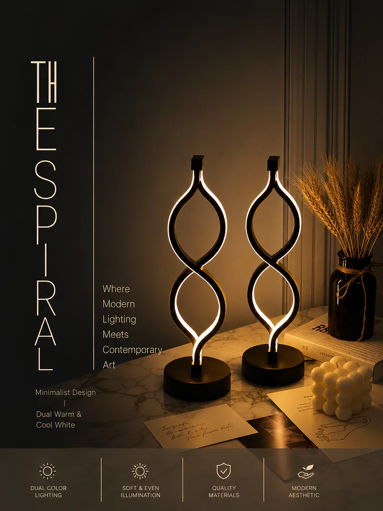 2-Pack Modern Wave LED Table Lamps product detail 1