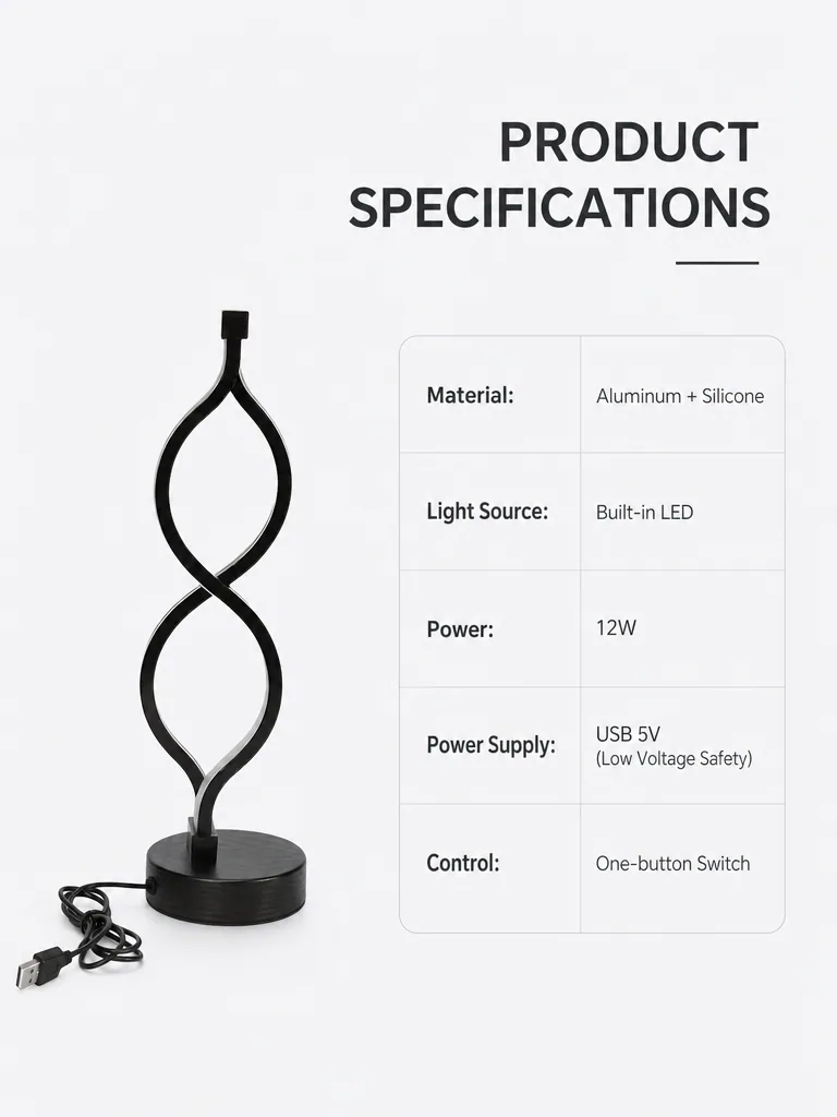 2-Pack Modern Wave LED Table Lamps product detail 5