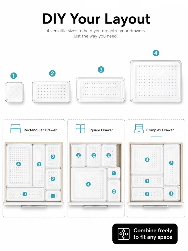 Modular drawer organizer demonstration