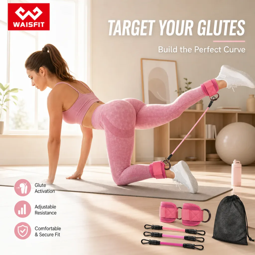 Ankle resistance band glute kickback exercise