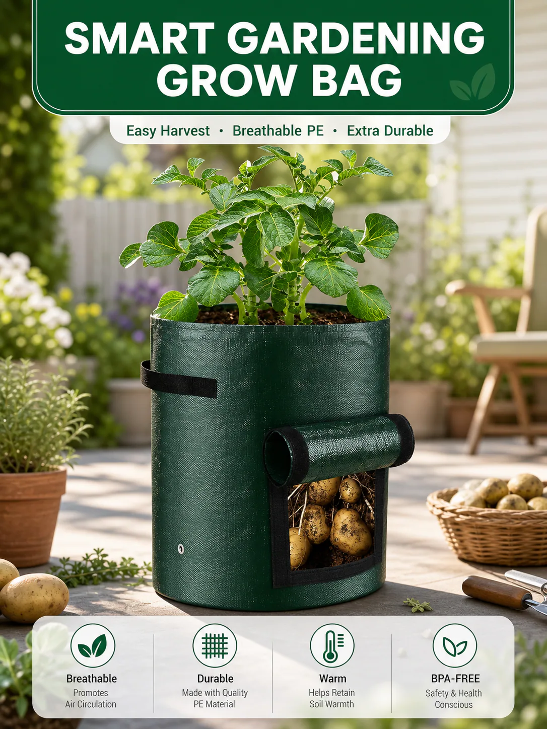 Potato grow bag detail overview