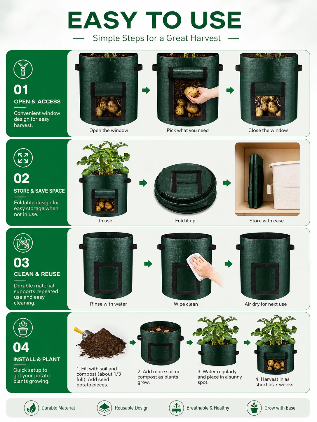 Potato grow bag step-by-step planting guide
