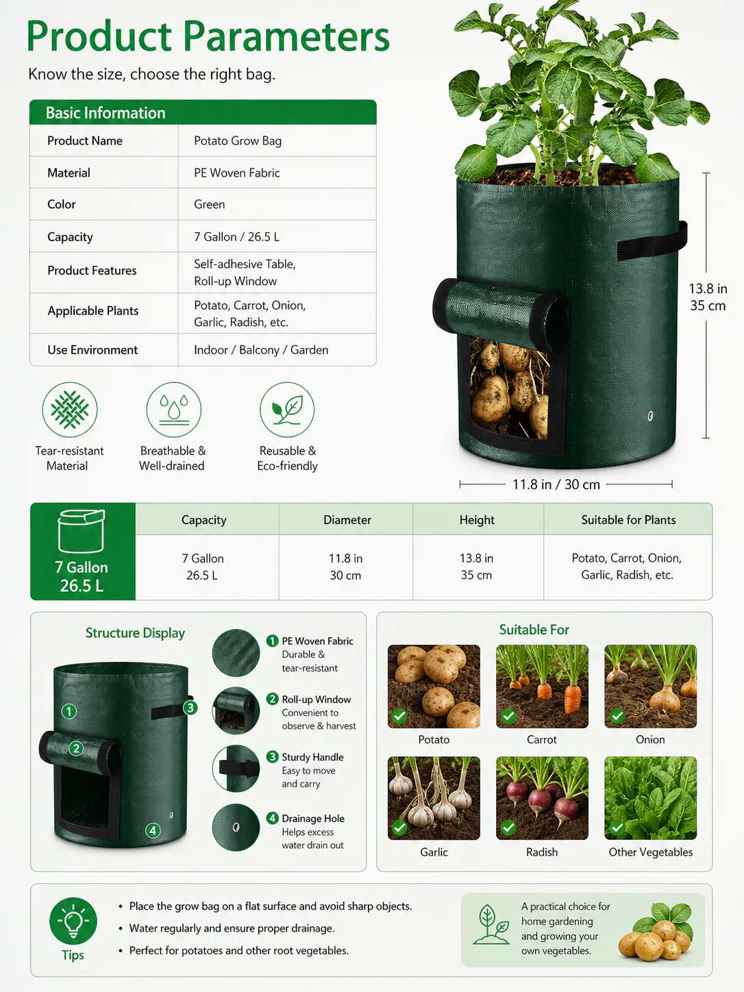 Grow bag package contents and quality