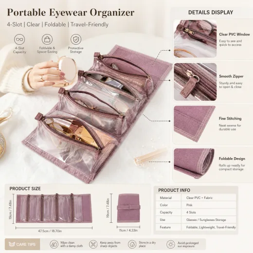 Detachable cosmetic pouch demonstration