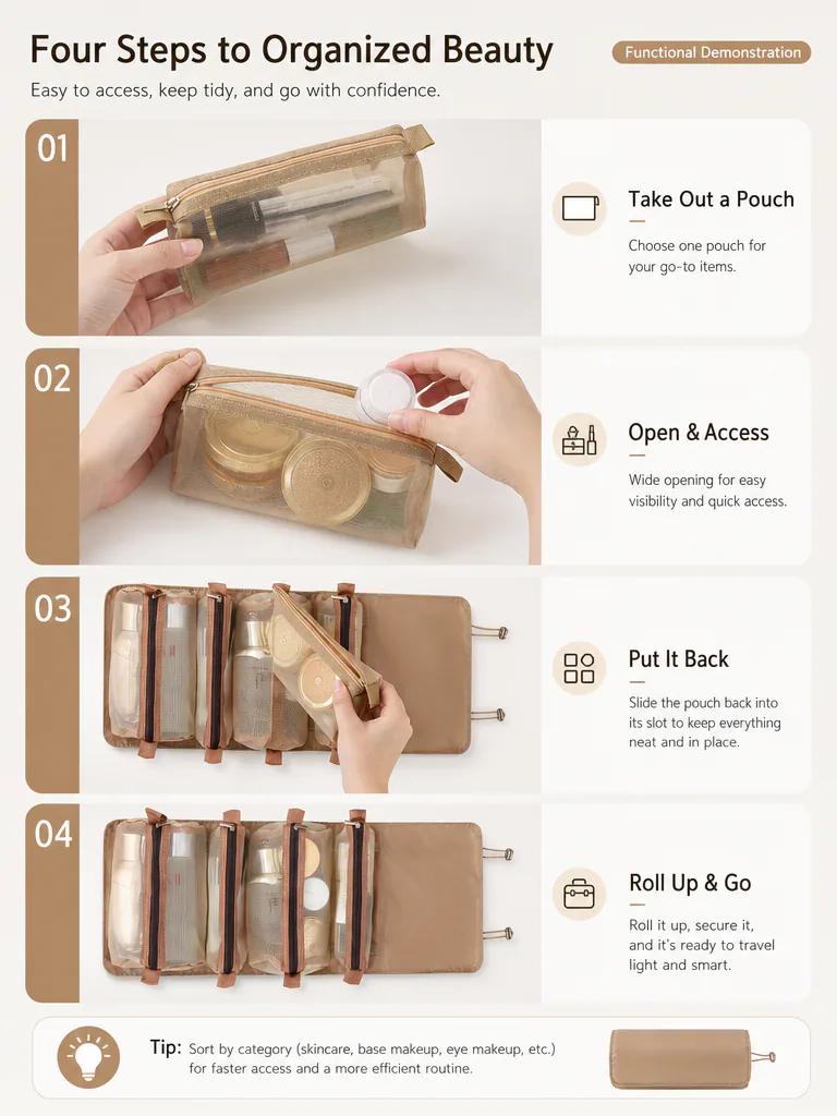 4-in-1 Detachable Travel Cosmetic Bag product detail 4