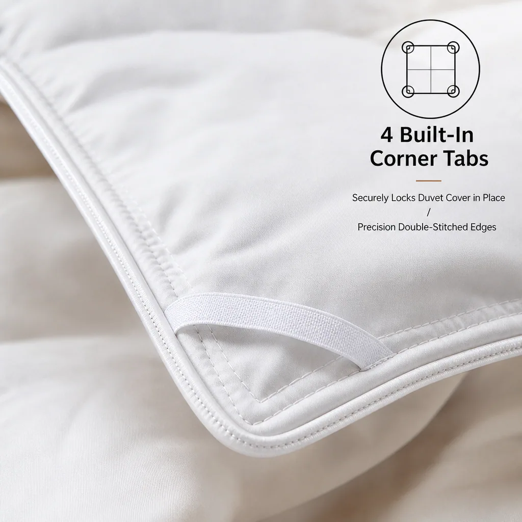 Comforter box stitching and corner loops