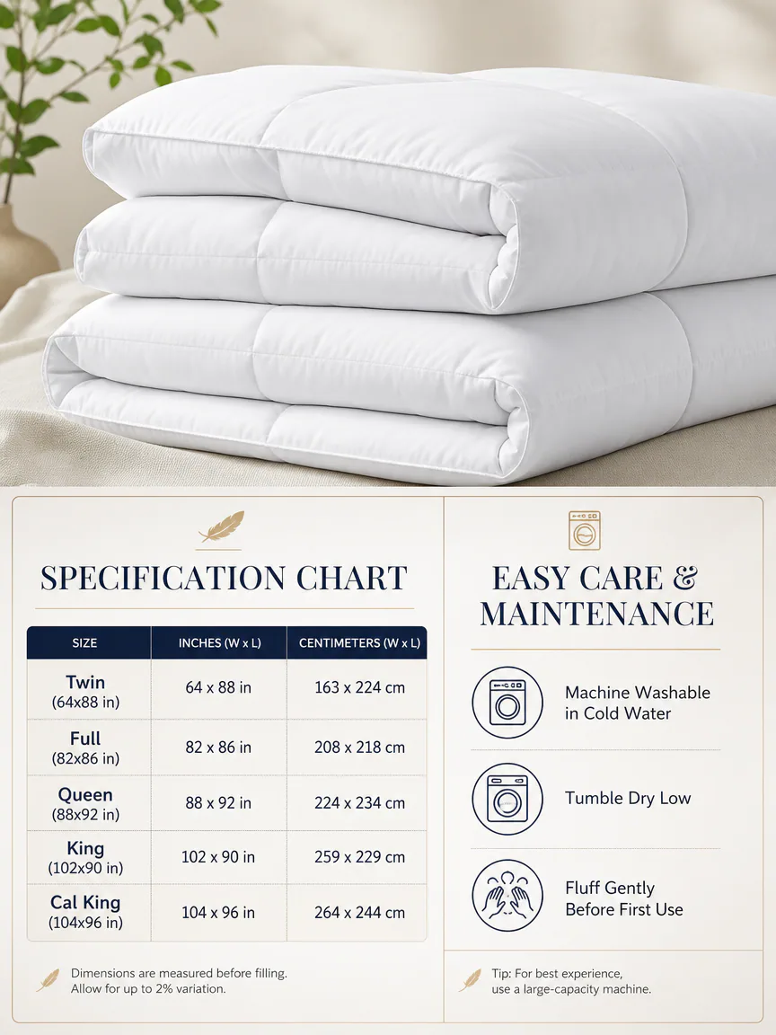 Comforter size and care guide