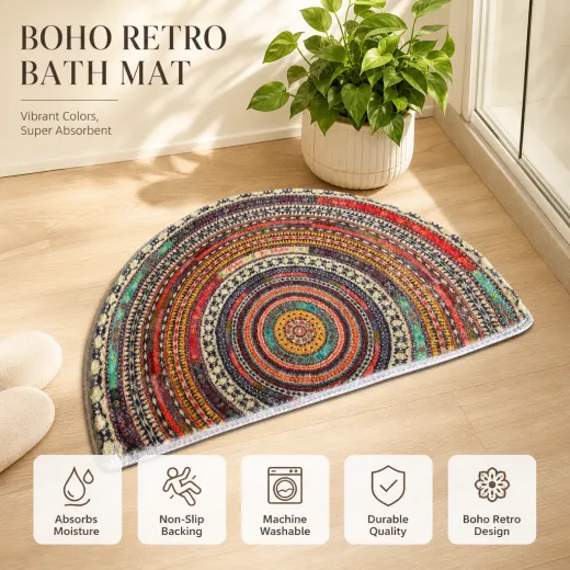 Bohemian semicircle non-slip area rug