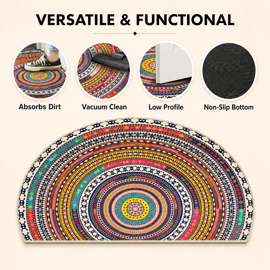 Bohemian semicircle rug key features