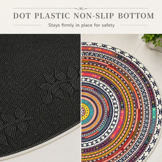 Textured non-slip backing on Bohemian rug