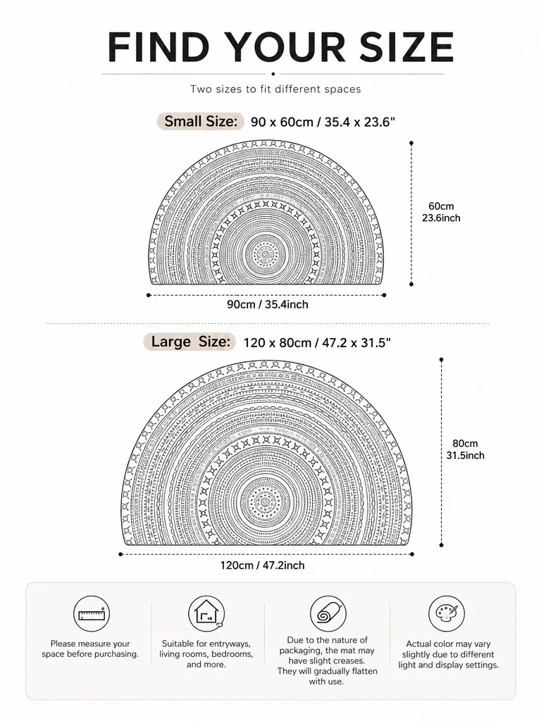 Bohemian Semicircle Non-Slip Area Rug product detail 4