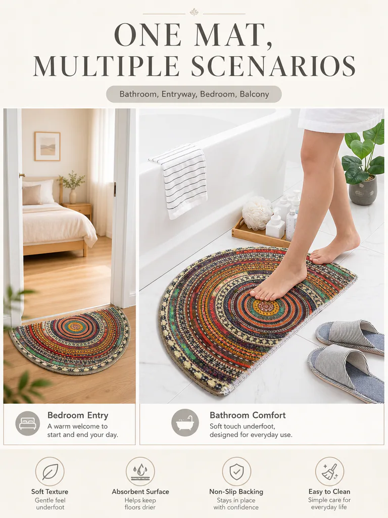 Bohemian Semicircle Non-Slip Area Rug product detail 5