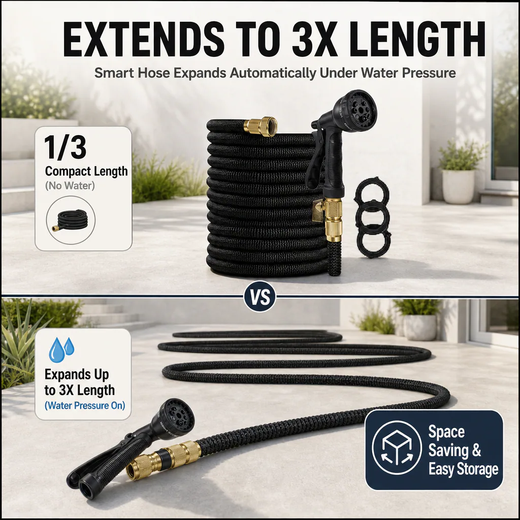 Garden hose three-times expansion