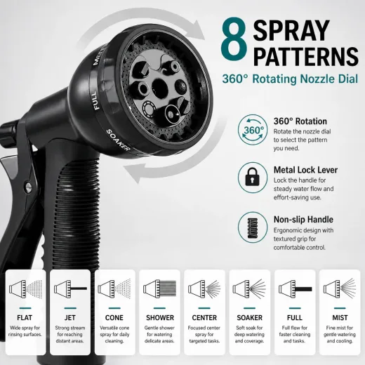 Eight-pattern garden spray nozzle