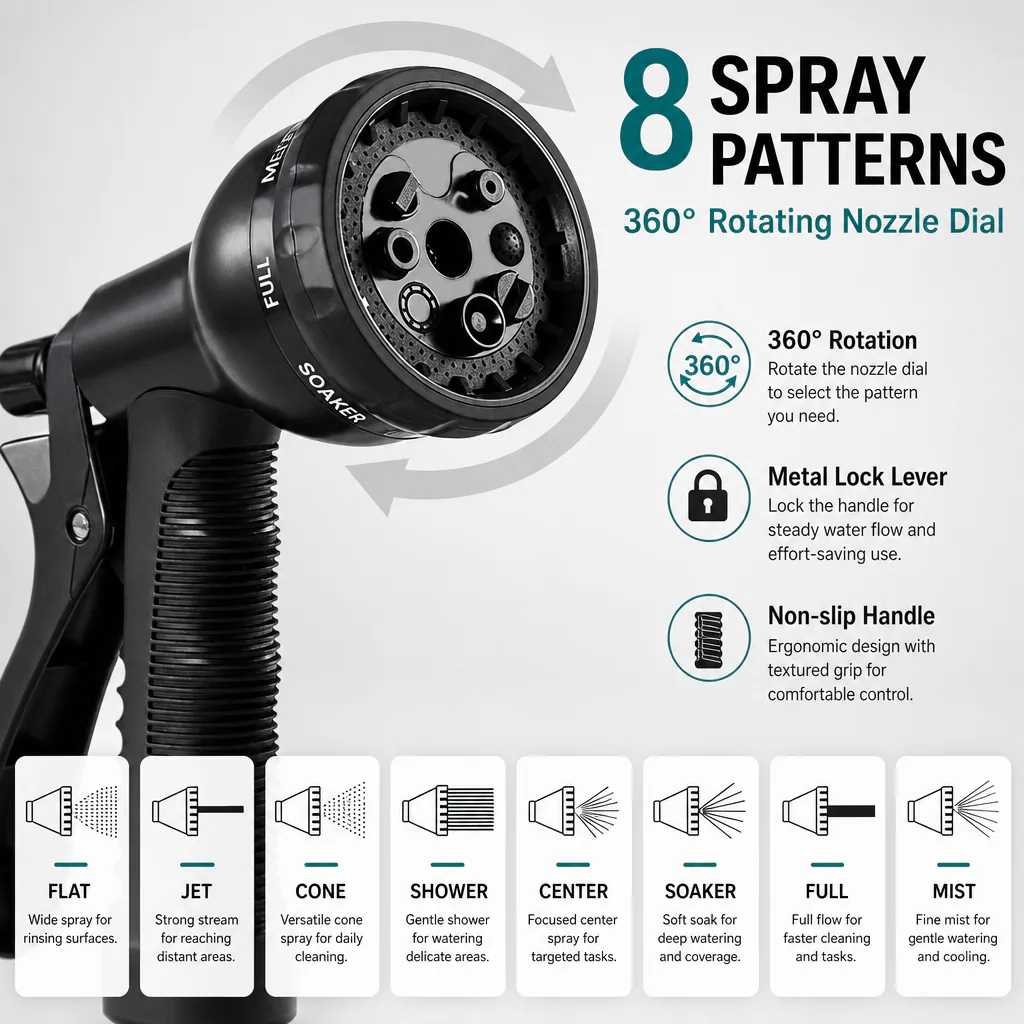 Eight-pattern garden spray nozzle